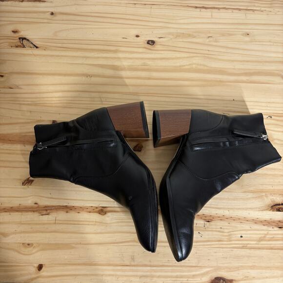 Asos Womens Size 8 Ankle Boots Black Patent Leather Heeled Side Zip Almond Toe - Picture 8 of 11